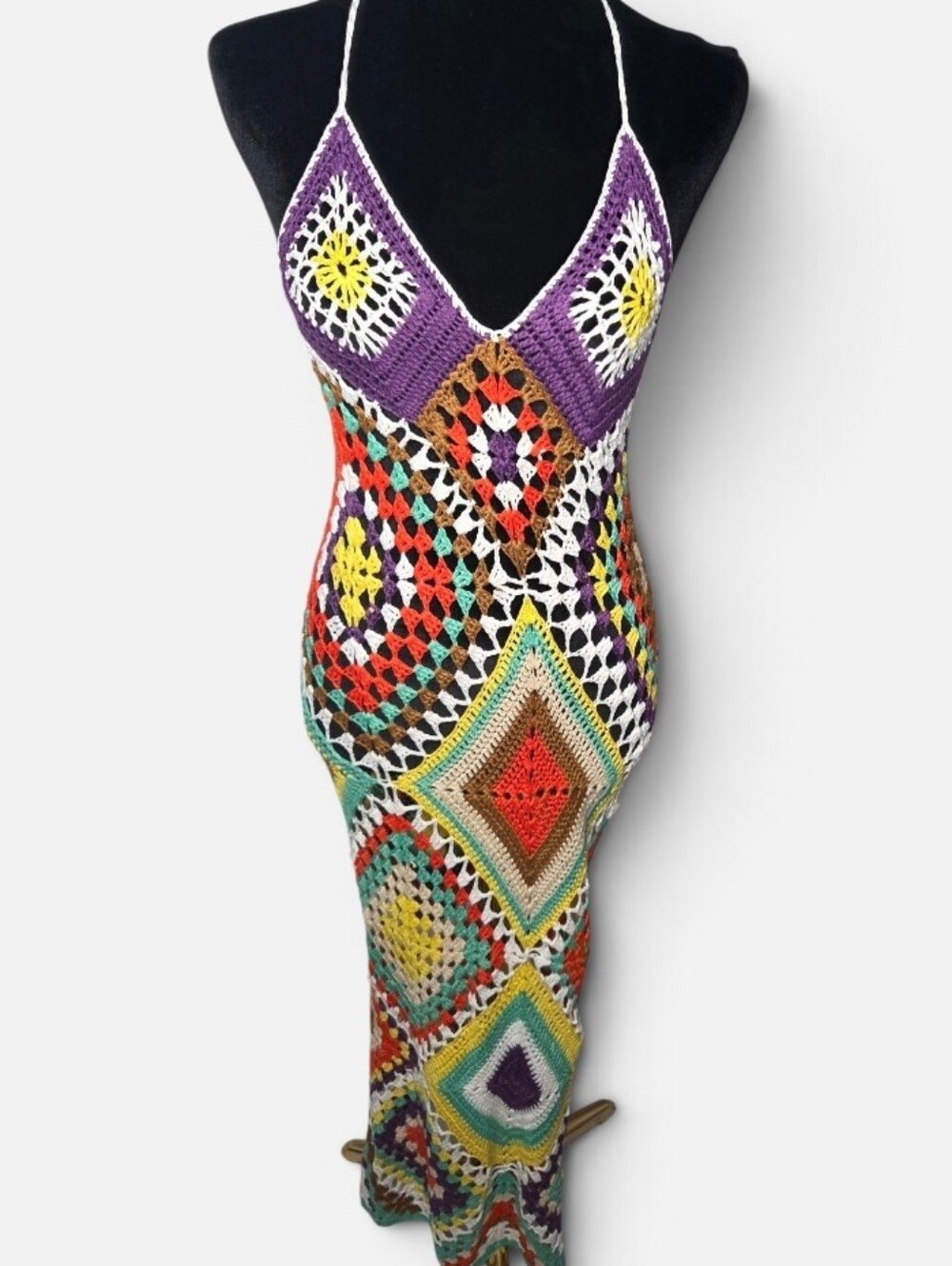 Handmade Crochet Knitted Maxi Dress